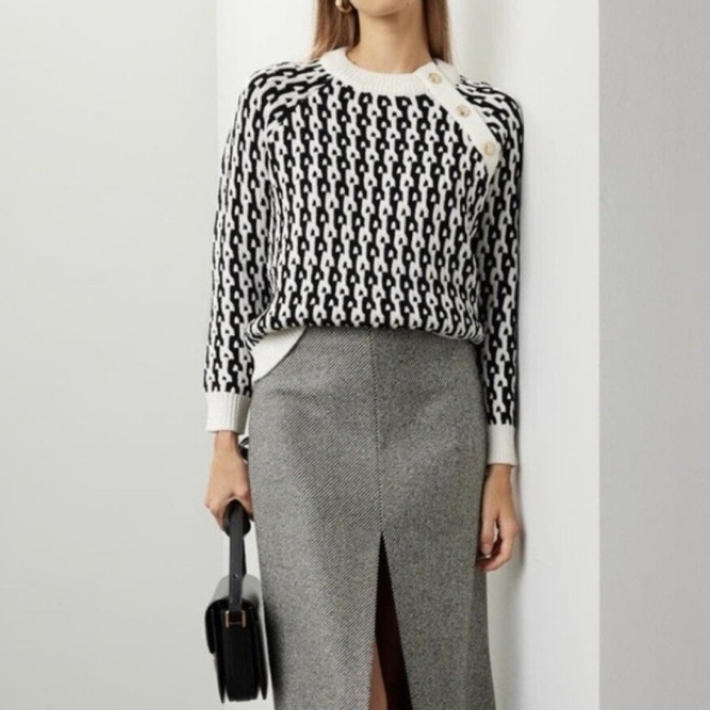 10 Crosby Derek Lam Knit Gold Button Rich Mom Mobwife Chic Luxury XSmall Europe - Picture 3 of 10